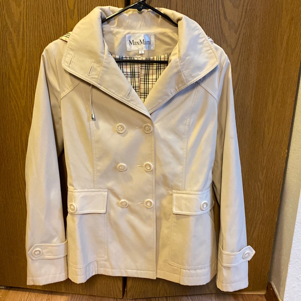 Max Mara short trench coat with hood